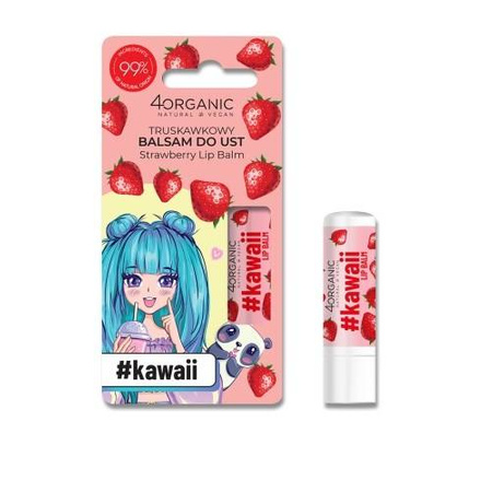 4organic #kawaii Natural lip balm Strawberry 5g