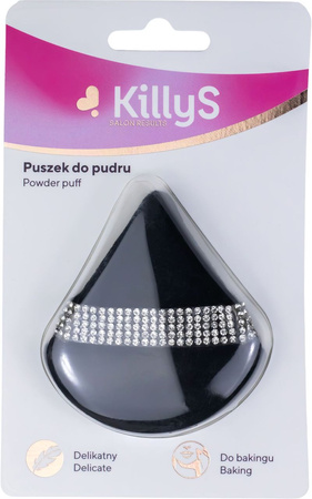 KillyS Puszek do pudru trójkątny z kryształkami czarny