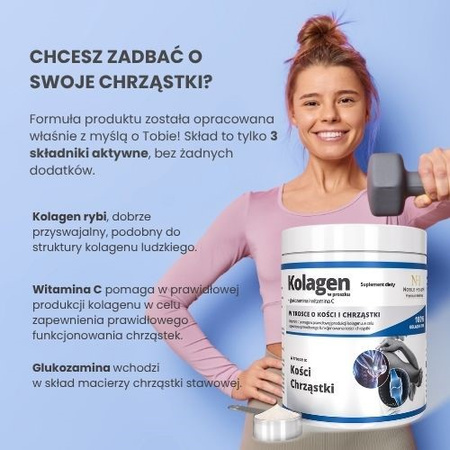 Noble Health Kolagen w proszku + glukozamina i wit. C 100 g