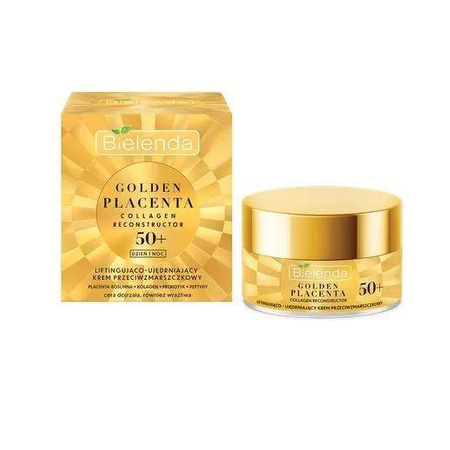 Bielenda Golden Placenta Collagen Reconstructor - Liftingująco - ujędrniający krem przeciwzmarszczkowy 50 + dzień/noc