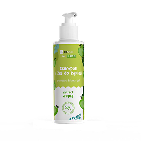 HISKIN KIDS Szampon & Żel do mycia ciała, 2w1 z ekstraktem jabłka i moringi, 280 ml