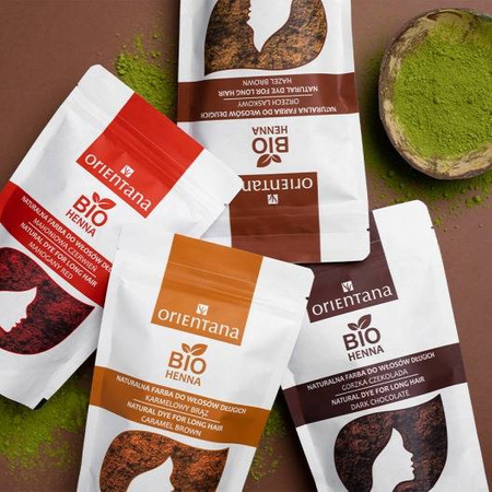 Orientana BIO Henna Naturalan farba do włosów długich Gorzka Czekolada