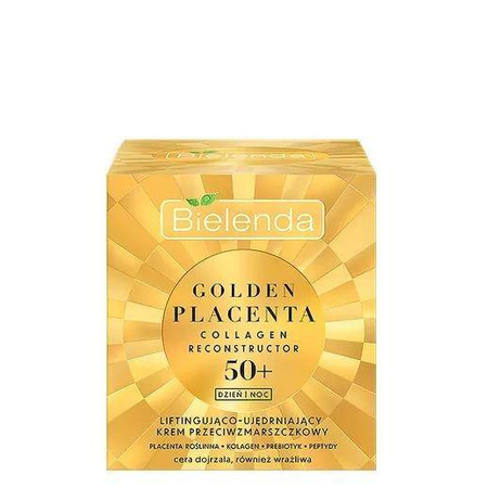 Bielenda Golden Placenta Collagen Reconstructor - Liftingująco - ujędrniający krem przeciwzmarszczkowy 50 + dzień/noc