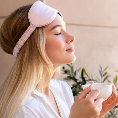 SLAAP Jedwabna opaska na oczy do spania pudrowy róż