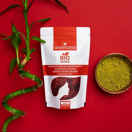 Orientana BIO Henna Naturalna farba do włosów długich Mahoniowa Czerwień