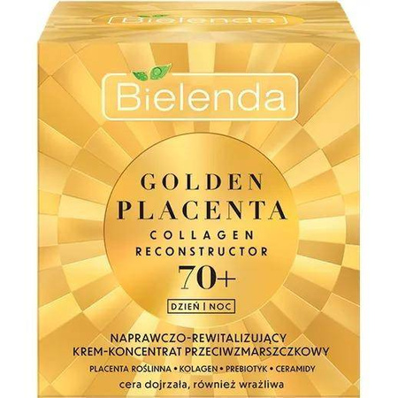 Bielenda Golden Placenta Collagen Reconstructor - Naprawczo - rewitalizujący krem - koncentrat przeciwzmarszczkowy 70 + dzień/noc