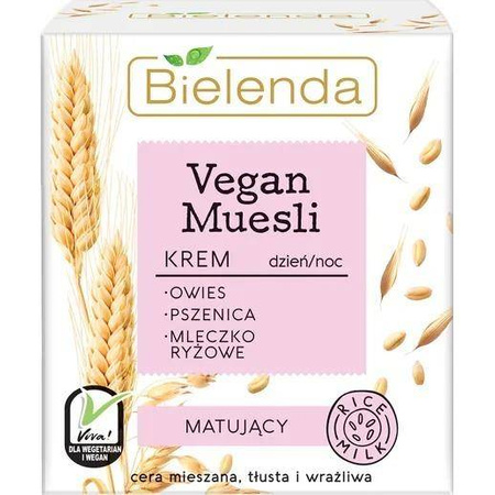 Bielenda Vegan Muesli Krem matujący owies + pszenica + mleczko ryżowe