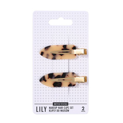 Sister Young LILY Klipsy do Włosów do Makijażu Light Leopard Print, zestaw 2 Sztuki