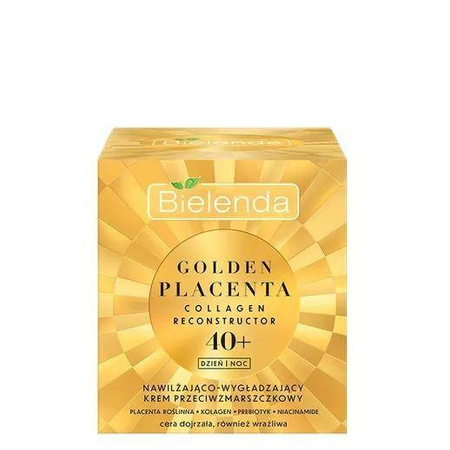 Bielenda Golden Placenta Collagen Reconstructor - Nawilżająco - wygładzający krem przeciwzmarszczkowy 40 + dzień/noc