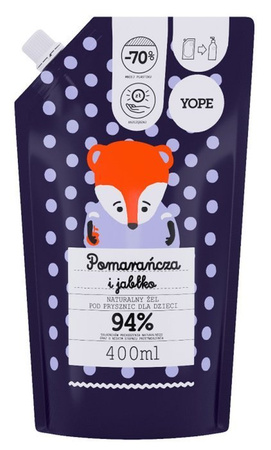 Yope Żel pod prysznic dla dzieci Pomarańcza i Jabłko Refill 400ml